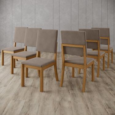 Imagem de Kit com 6 Cadeiras de Jantar - Milla Cinza/Marrom