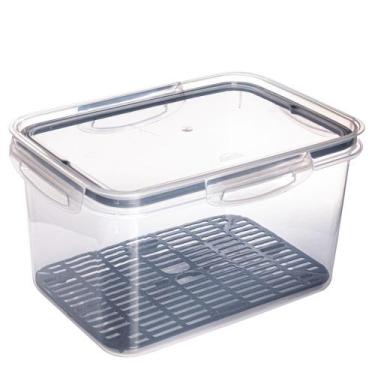 Imagem de Pote hermético Trava Mais 2,6 litros com escorredor preto Plasutil ref