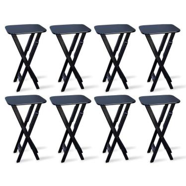 Imagem de Kit 8 Mesas Bistrã? Dobrã?vel Madeira Padrã?o Preto - Cor: Preto