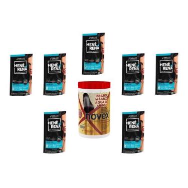 Imagem de Hene Em Gel Rena Preto Natural 07x180gr Pouch+Brilho Magico Agua Arroz