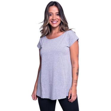 Imagem de Blusa Fitness Sobre Legging Dry Fit Manga Curta - WLS Modas, Cinza, GG