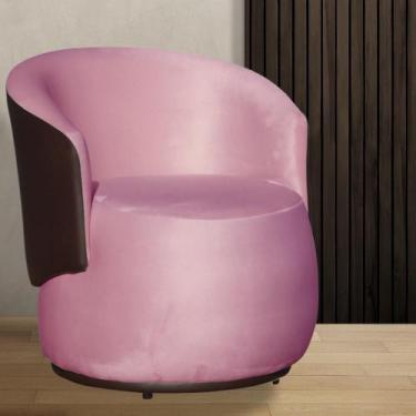 Imagem de Poltrona Organica Beatriz Veludo Rosa Chiclete C/ Composê Corano Marro