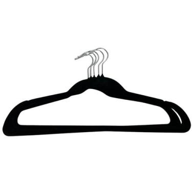 Imagem de Kit 5 Cabides Preto Aveludados Para Guarda Roupas  - Jolitex, Preto
