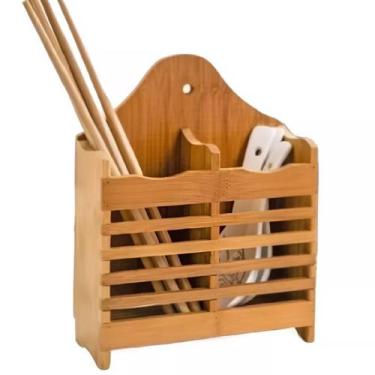 Imagem de Porta Talher em Bambu Escorredor Pia de Mesa ou Parede - Clink