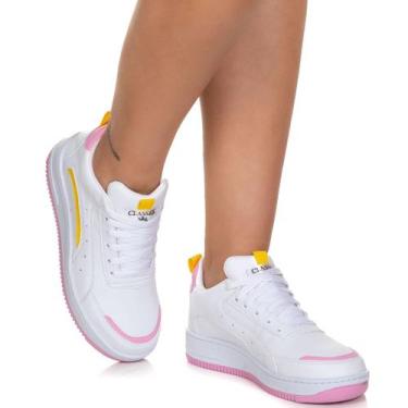 Imagem de Tênis Feminino Casual Esporte Sola Reta - Floratine, Branco, Rosa, 38