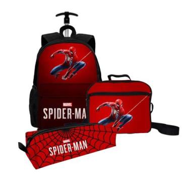 Imagem de Kit Mochila Bolsa Escolar Infantil Com Rodinha Carrinho + Lancheira Té