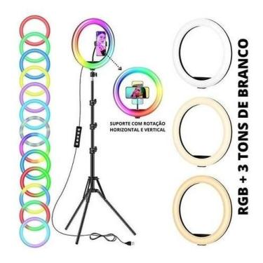 Imagem de Ring Light 10 Polegadas + Tripé 2,10 + Suporte Cel iluminador anel 50 