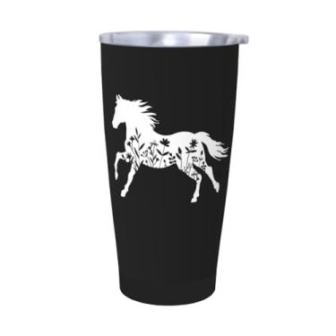 Imagem de Wisedeal Caneca de café floral e de cavalo de aço inoxidável com tampa térmica isolada a vácuo, caneca de presente de aniversário de Natal para pai, mãe, homens, mulheres, amigos, colegas de trabalho,
