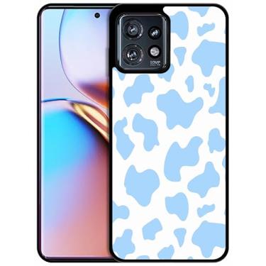 Imagem de SM CASES Capa para Moto Edge Plus 2023, Edge 40 Pro - Capa protetora à prova de choque de borracha TPU com estampa animal azul 2D para Moto Edge Plus 2023.