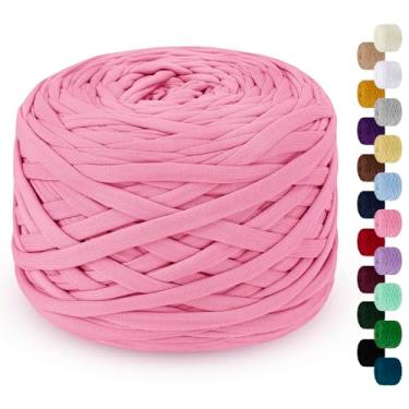 Imagem de LEREATI Fio de camiseta de 285 g para crochê 109 jardas fio de tecido de crochê grosso, fio de camiseta de tricô para bolsa de crochê, cobertor, cesta, projetos faça você mesmo, decoração de casa