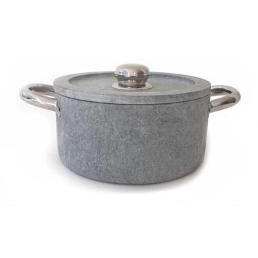 Imagem de Cookstone Forno holandês de 3 litros | Panela lenta de pedra-sabão com alças e botão de aço inoxidável | Único, durável e saudável | Não tóxico e antiaderente