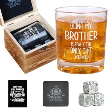 Imagem de Melhores presentes de Dia dos Pais para irmão, Being My Brothers Is The Only Gift You Need Whiskey Set Presentes para homens, presentes personalizados para irmão da irmã, presente legal do Dia dos