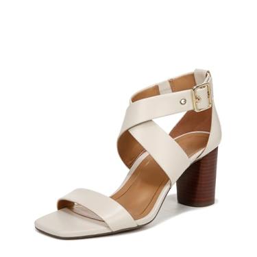 Imagem de Vionic Sandália feminina Napa Marsanne de salto com tiras - salto feminino com fivela no tornozelo com suporte ortopédico oculto, tamanhos 34-44 médio e largo, Couro branco creme, 10 Wide
