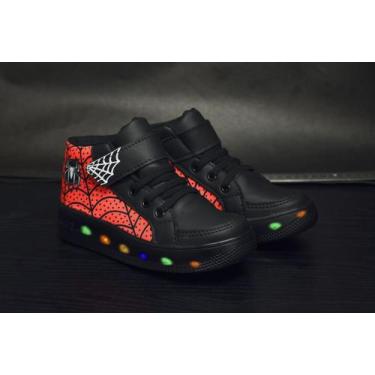 Imagem de Botinha De Led Led Masculino Aranha Meninos Estilo Barato Calce Facil 