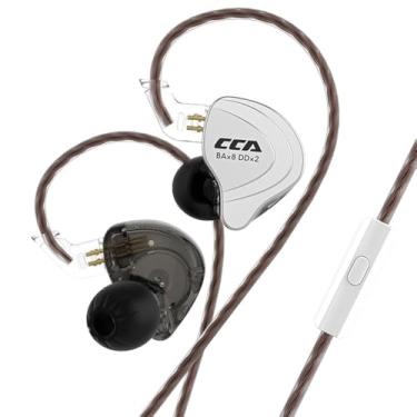 Imagem de CCA Fones de ouvido C10 intra-auriculares com 10 drivers híbridos com fio 4BA 1DD HiFi IEM fones de ouvido estéreo com isolamento de ruído com cabo destacável para músicos, cantores, estúdio,