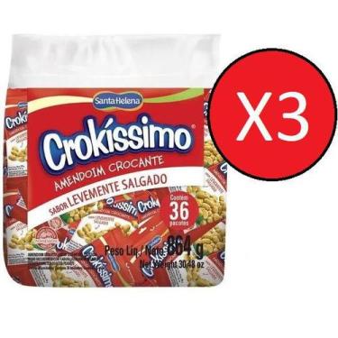 Imagem de Kit 3 pcts Amendoim Crokissimo s/ pele Santa Helena 36x24g - 864g