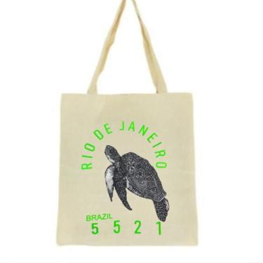 Imagem de Bolsa Ecobag  100% algodão +55 21 TARTARUGA (verde) - CARIOCA MAIS