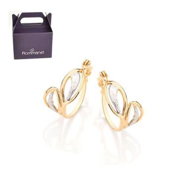 Imagem de Brinco Argola Detalhe De Folhas Vazadas Rommanel 524559, Dourado