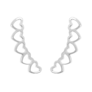 Imagem de Brinco Ear Cuff Coração Vazado Banhado a Prata - Arabela Joias