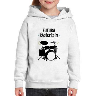 Imagem de Moletom Infantil Futura Baterista - Foca na Moda, Branco, 8
