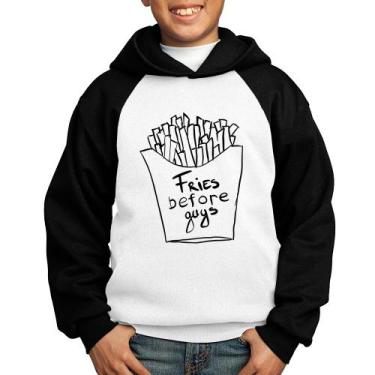Imagem de Moletom Infantil Fries Before Guys - Foca na Moda, Branco, Preto, 14