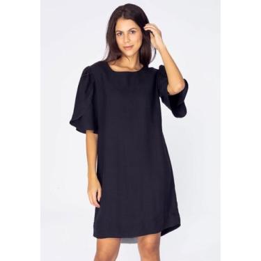 Imagem de Vestido Curto Viscose Balli Manga Curta Preto - Amazonia Vital