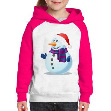 Imagem de Moletom Infantil Boneco de neve - Foca na Moda, Branco, Rosa, 8