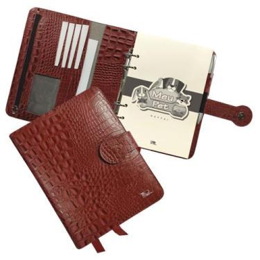 Imagem de Agenda Meu Pet Couro 167-R Personalizada Raffai Couros, Vermelho Croco