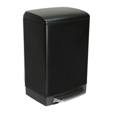 Imagem de Lixeira Retangular Slim Matte 12Lts c/ Pedal Preta GhelPlus