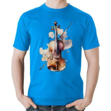 Imagem de Camiseta Algodão Violino - Foca na Moda, Azul, GGG