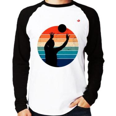 Imagem de Camiseta Raglan Vôlei Vintage Sunset Manga Longa - Foca na Moda, Branc