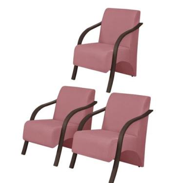 Imagem de Kit3 Poltronas Decorativas Vênus 1 Lugar Braço Pé Madeira D Salla Sued