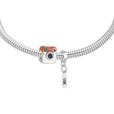 Imagem de Pulseira Instagram 15K Berloque Banhado a Prata 925 - Work Semijoias, 