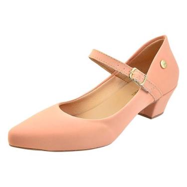 Imagem de Sapato Scarpin Salto Baixo Grosso Estilo Boneca 36.003 - Donna Santa, 