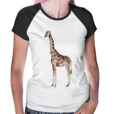 Imagem de Baby Look Raglan Girafa - Foca na Moda, Branco, Preto, P