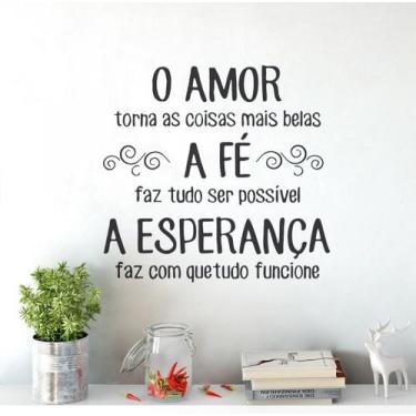 Imagem de Adesivo De Parede Decorativo Frase Amor, Fé E Esperança - DEKAL IMPRES