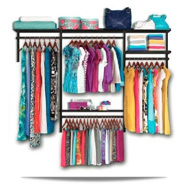 Imagem de Closet Aramado - Linear CLR192 - 2,20m Smart Black - Casa Expressa