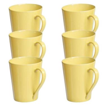 Imagem de Jogo 6 Canecas Tulipa Amarela Café Chá Porcelana 250ml - COISAS PARA O
