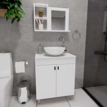 Imagem de Gabinete Armário para Banheiro Suspenso com Espelho e com Cuba 60cm - 