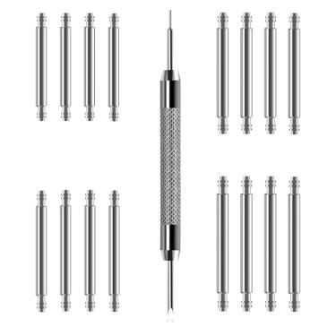 Imagem de Vellsar Kit de ferramentas de pinos de pulseira de relógio, barras de mola de relógio resistentes de 12 a 26 mm com ferramenta de remoção, Prata, 25mm, Moderno