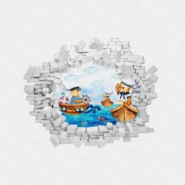 Imagem de Adesivo Buraco na Parede Recortado Ursinho Marinheiro PPDAD038 - Papel