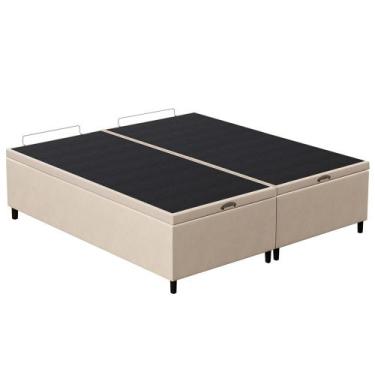 Imagem de Base Cama Box Baú Casal Queen 158cm Hit I02 Suede Bege - Mpozenato, Be