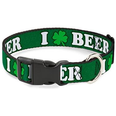 Imagem de Coleira com clipe de plástico – Trevo de cerveja I Trever contornos verdes brancos – Largo-Médio 40-58 cm