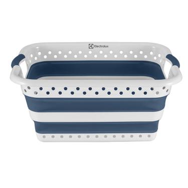 Imagem de Cesto para Roupas Dobrável Electrolux 40 Litros Branco e Azul