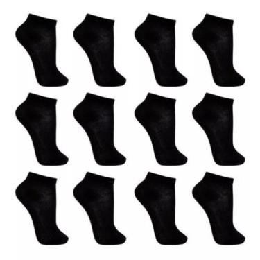 Imagem de Meias Masculinas Pretas Cano Baixo 6 Pares - Abafarto, Unissex, Preto,