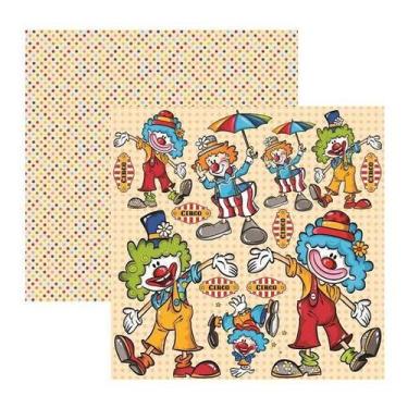 Imagem de Folha para Scrapbook Dupla Face - Palhaços by Flávia Terzi - Toke e Cr
