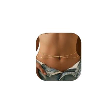 Imagem de Corrente de cintura sexy com várias camadas de contas finas para mulheres verão praia com contas de barriga e corpo corrente de biquíni em camadas com contas de cintura e corpo joia, Medium, liga