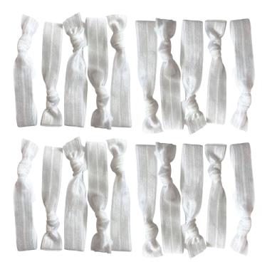 Imagem de Kenz Laurenz Prendedores de cabelo 20 elásticos para rabo de cavalo conjunto sem vincos (branco)