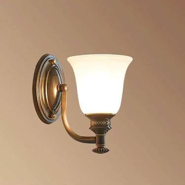 Imagem de Luminárias de parede retrô de cobre completas para quarto, estilo europeu, arandelas de cabeceira de vidro antigo com base E27/26 para sala de estar, varanda, corredor, escada, luz de parede