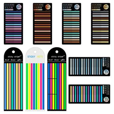 Imagem de HAUTOCO 2440 peças de fita marca-texto transparente, tiras longas removíveis para anotação de livros, abas adesivas Morandi neon transparentes marcadores de página, bandeiras de índice, material escolar de escritório